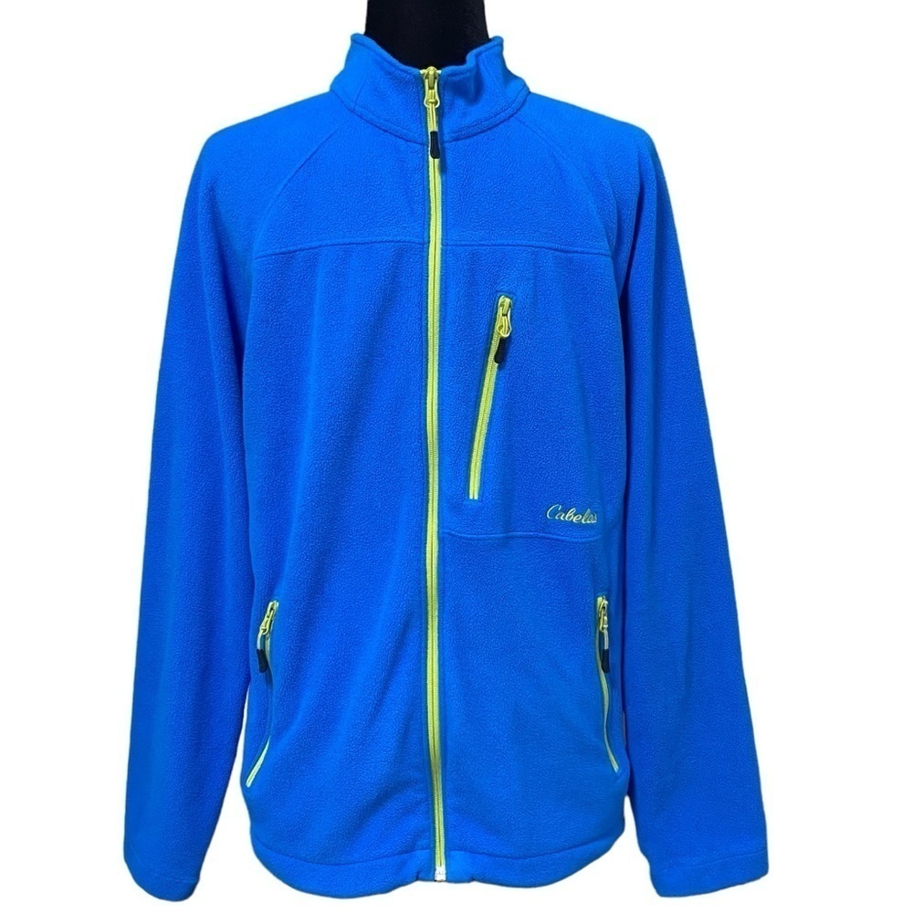 Cabela’s Glacier Blue Fleece Jacket Small GorpCore Zip Up Mock Neck